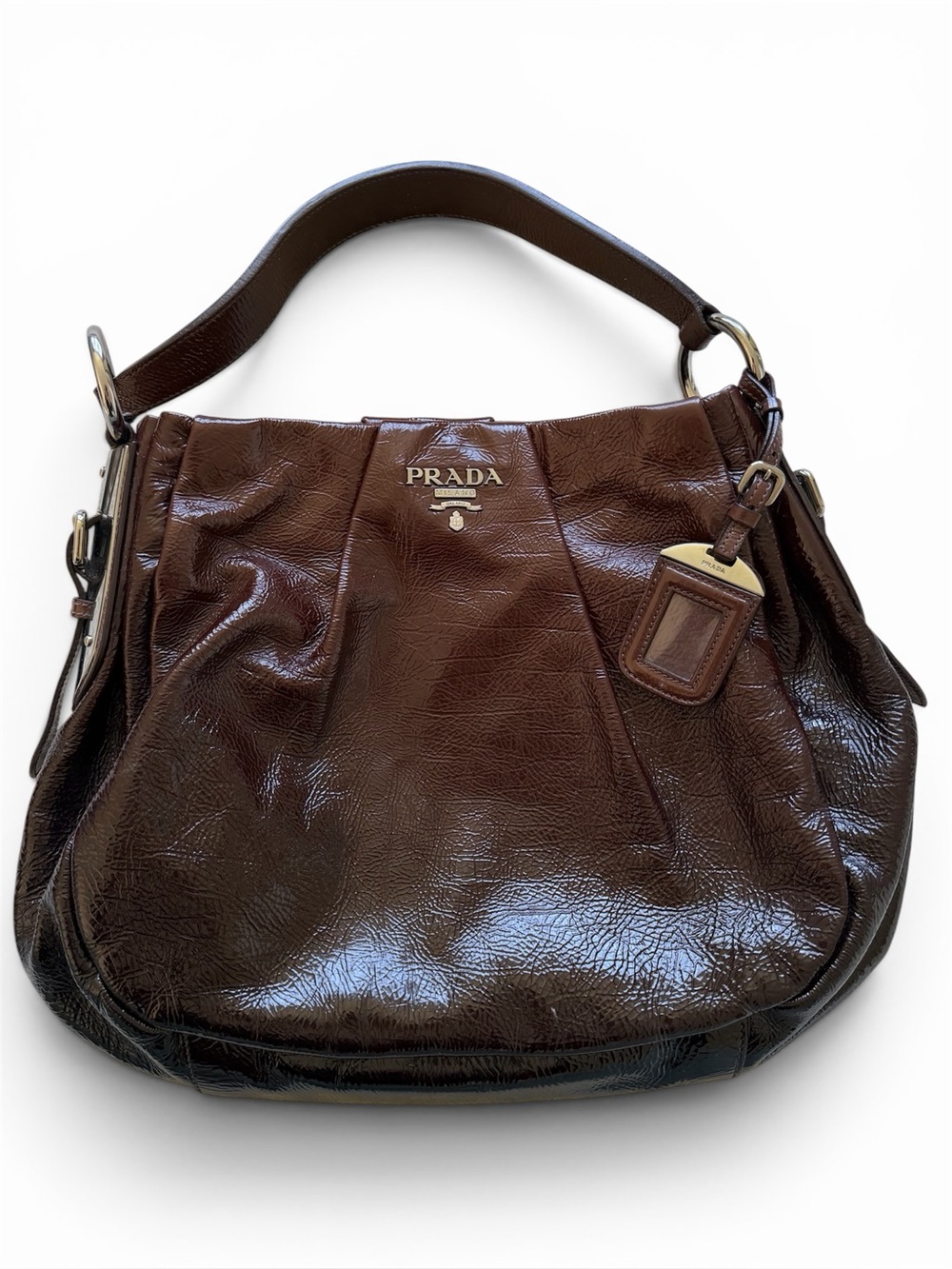 Prada Sfumato Ombr Deep Burgandy Leather Hobo Shoulder Bag